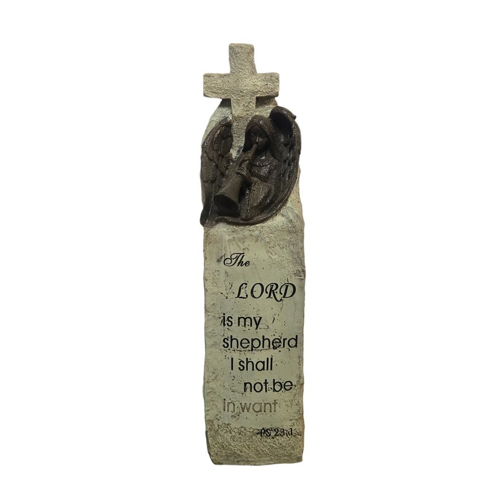 The Lord Is My Shepherd Cross Angel Figure 13 inch Inspirational Scripture Decor